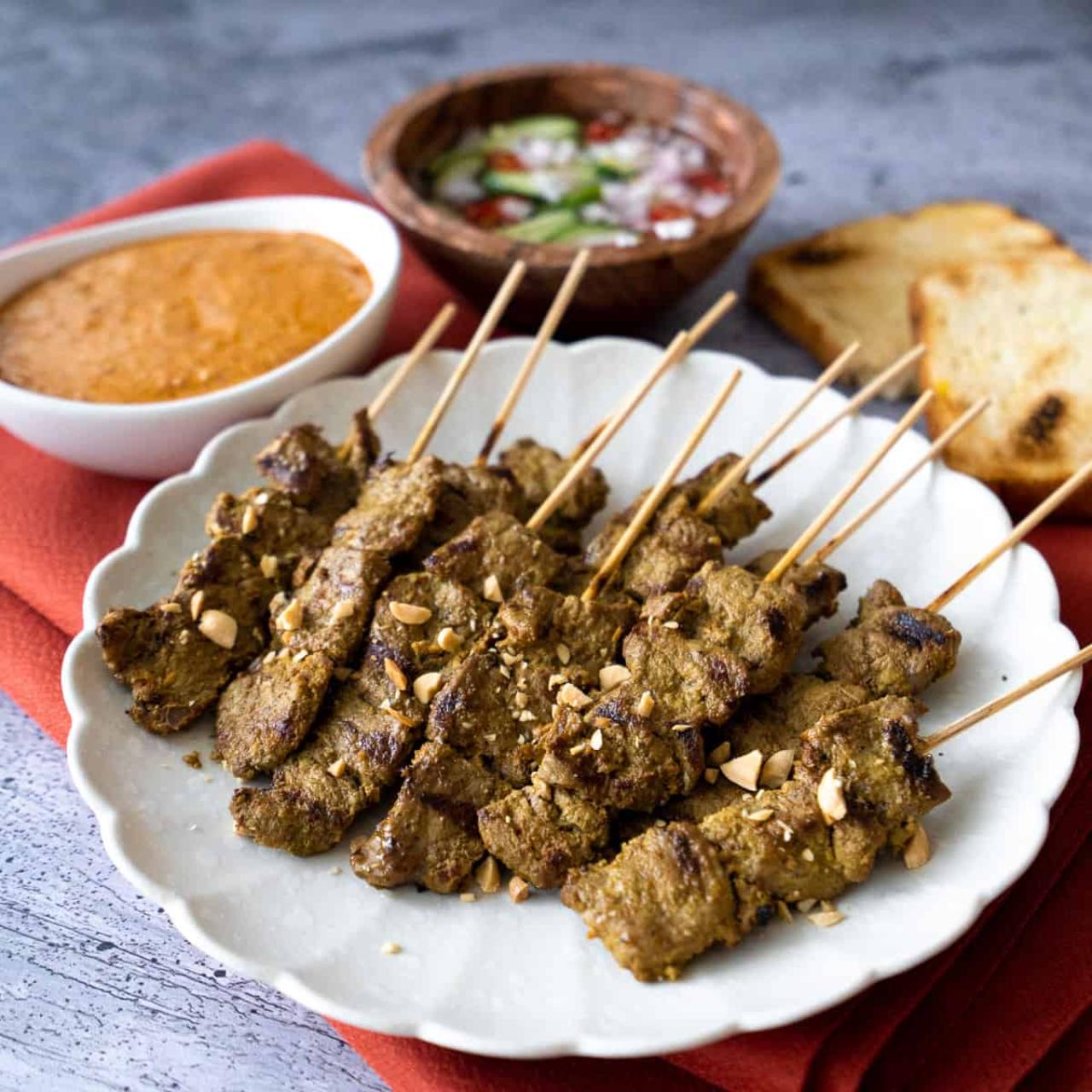 Satay: Grilled Skewered Meats with Peanut Sauce